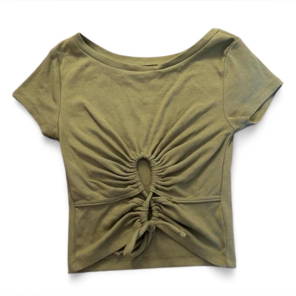 aeropostale green Wear 2 Ways Cropped Cutout Tee